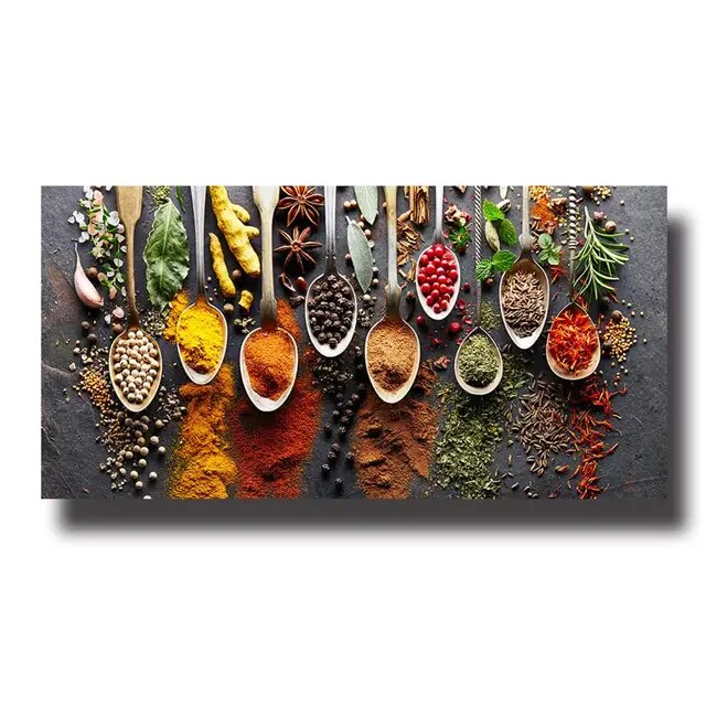 Rustic Kitchen Wall Art - Grain and Spice Spoon Decorative Painting