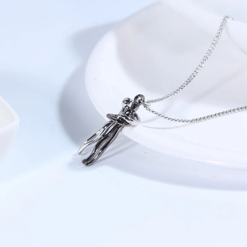 Intimate Couple Hugging Pendant Necklace