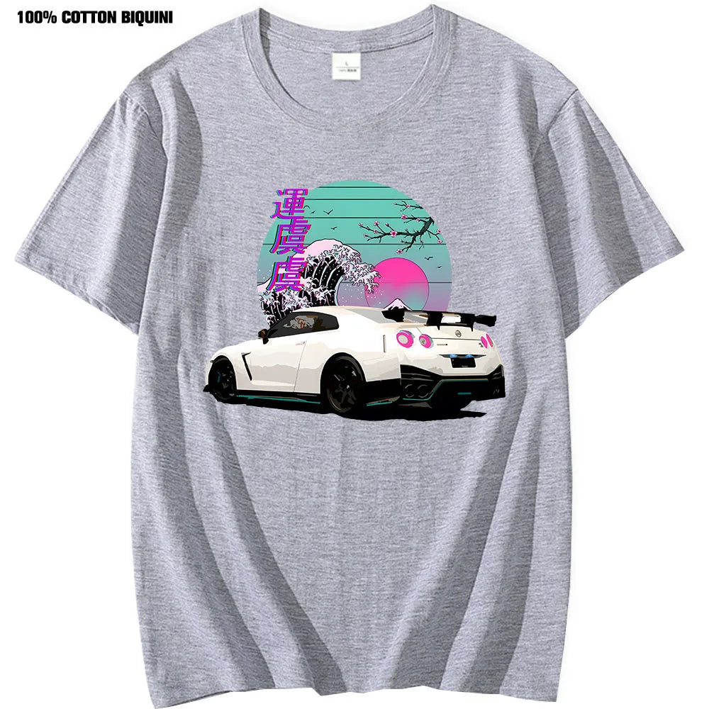 Anime R35 Skyline GTR JDM Legend Car Print T-Shirt Men Short Sleeve
