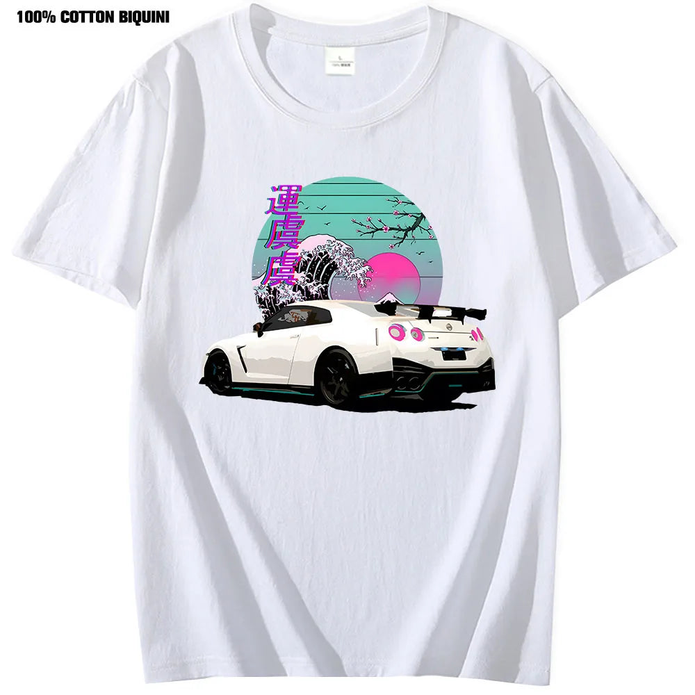 Anime R35 Skyline GTR JDM Legend Car Print T-Shirt Men Short Sleeve
