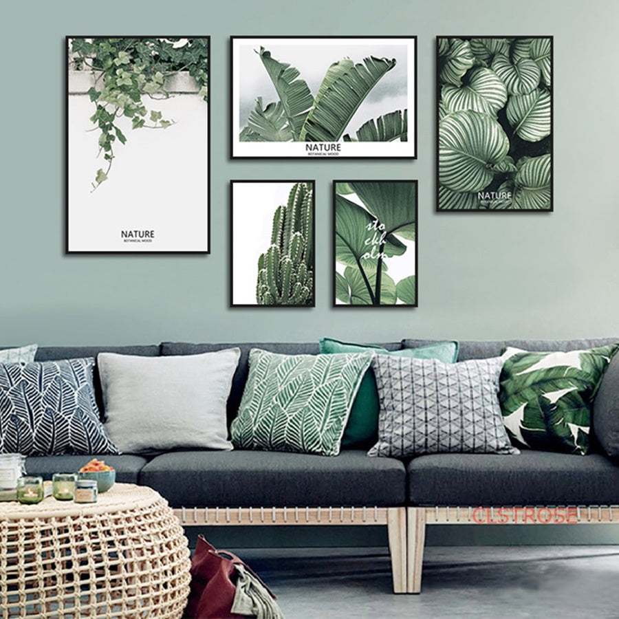 Fresh Green Plant Nordic Poster Multi Combination Canvas Paintings For Living Room Home Decoration Wall Art Pictures No Frame