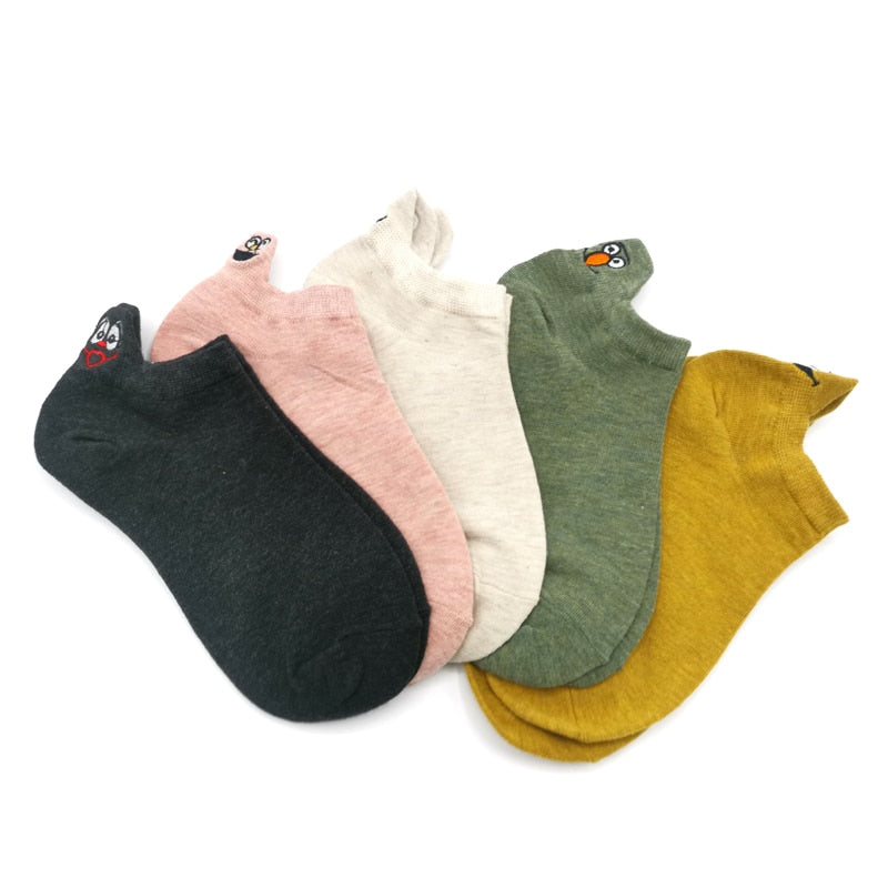 Embroidered Expression Women Socks - 5 Pairs - Little Eudora