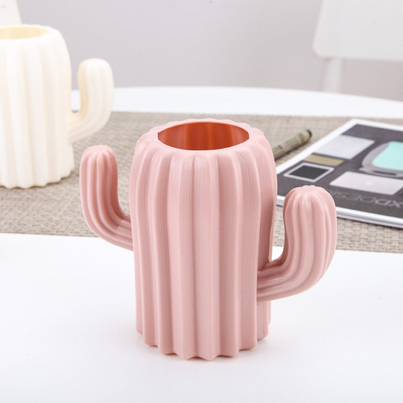 Pen holder creative student stationery Desktop cactus desk multifunction storage box PE Pen container brush pot office supplies