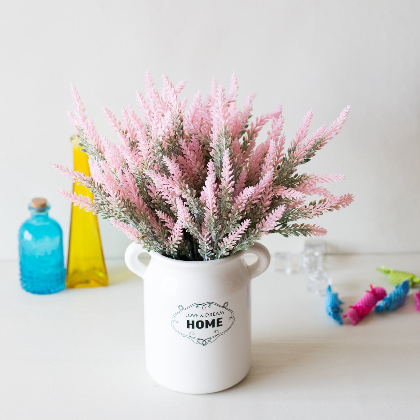 1 Bundle Romantic Provence Lavender Wedding Decorative Flower Vase for Home Decor Artificial Flowers Grain Christmas Fake Plant