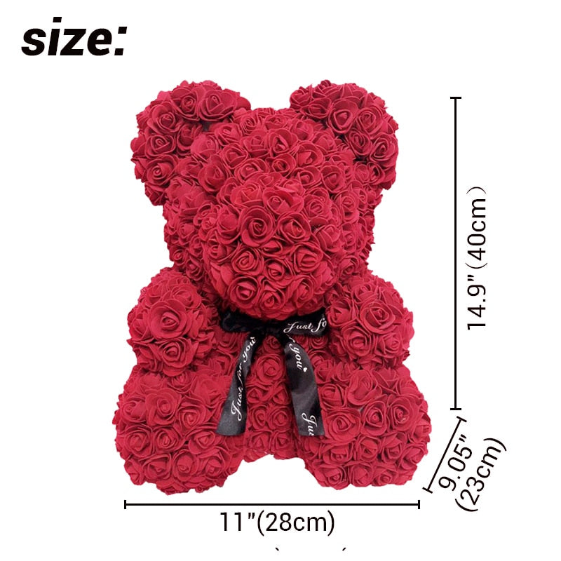 Dropshipping 40cm Teddy Bear of Rose Artificial Flowers PE Rose Bear for Women Valentines Wedding Christmas Gift Box Home Decor
