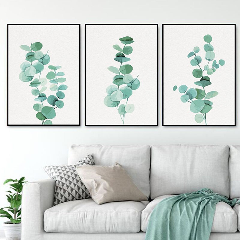 Modern Botanical Art Canvas Painting Australian Eucalyptus Watercolour Greenery Posters and Prints Wall Pictures for Living Room