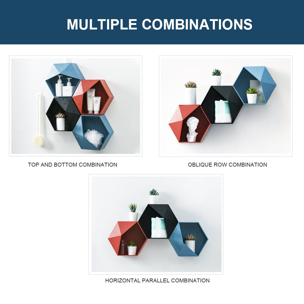 Nordic Style Geometric Hexagon Floating Shelf - Little Eudora