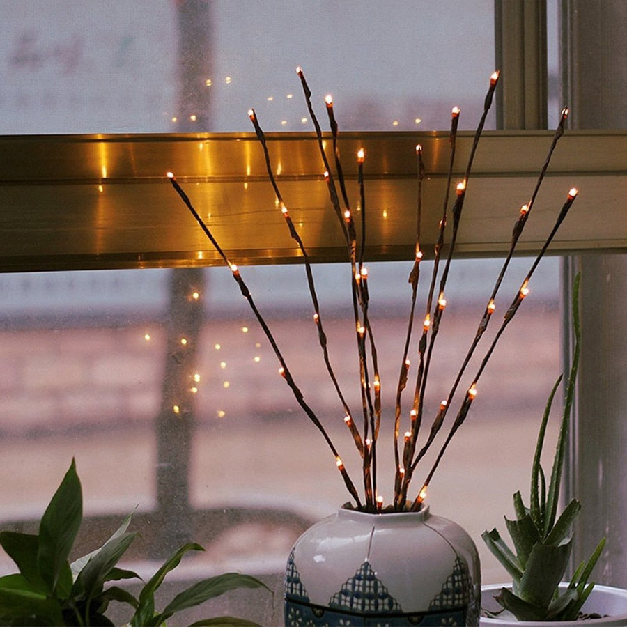 20 Bulbs LED Willow Branch Lamp Battery Powered Decorative Light Tall Vase Filler Willow Twig Lighted Branch For Home Decoration