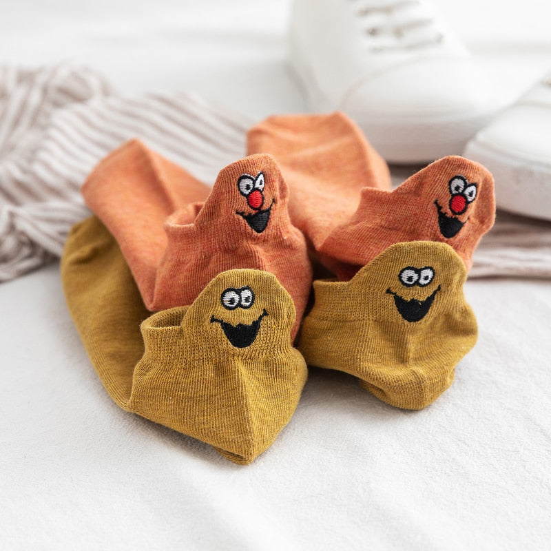 Embroidered Expression Women Socks - 5 Pairs - Little Eudora