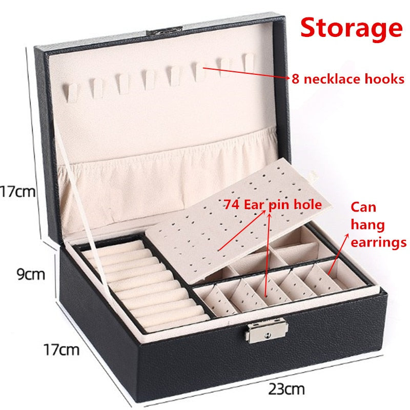High Capacity Leather Jewelry Box