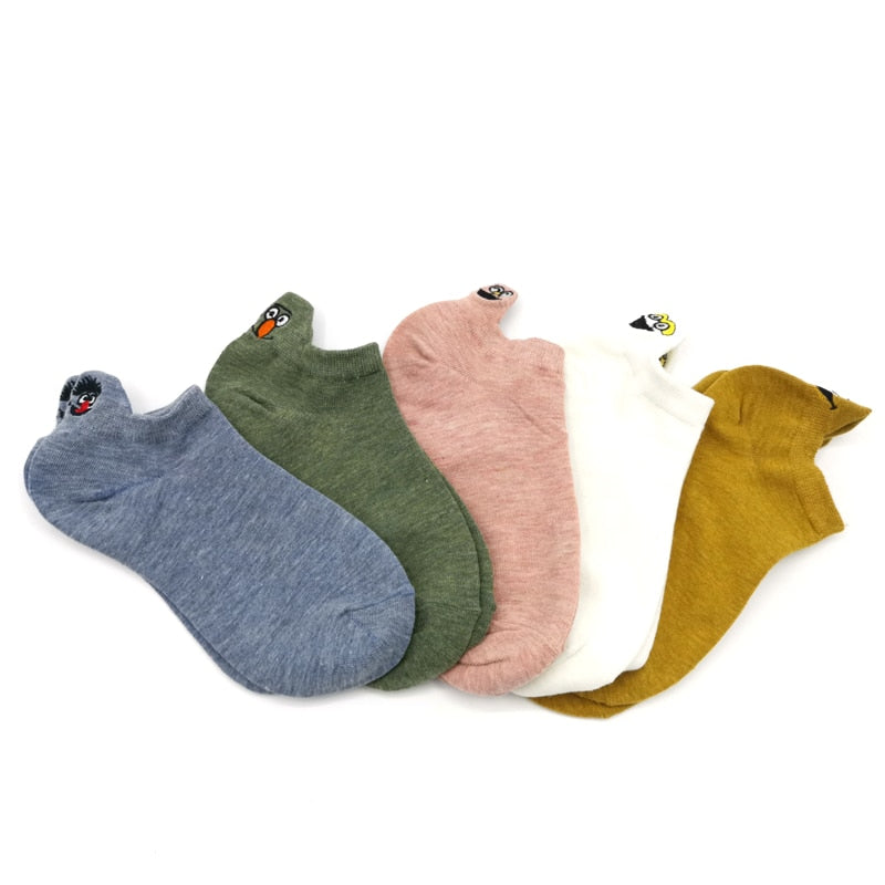Embroidered Expression Women Socks - 5 Pairs - Little Eudora
