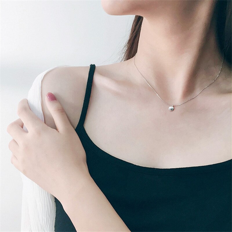 OBEAR Silver Plated Golden Silver Lucky Pendant Necklace Simple Wild Charm Collar for Women Party Jewelry Gifts