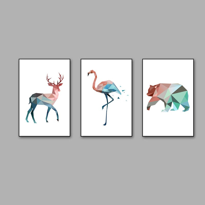 Nordic Pink and Blue Geometric Animals - Little Eudora
