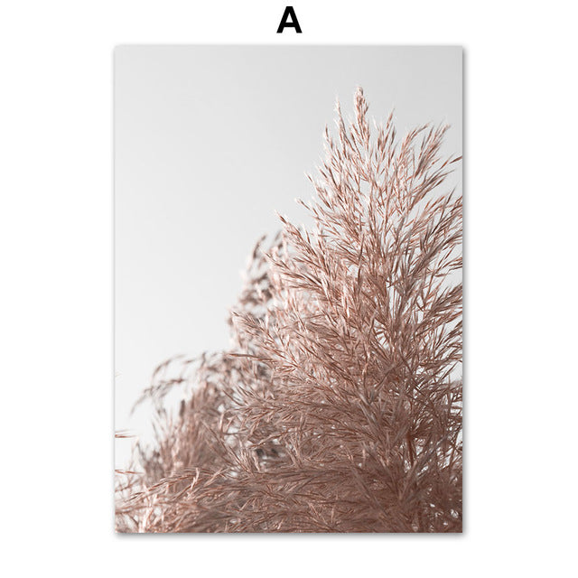 Pink Reed Grass Flower Plant Wall Art - Little Eudora