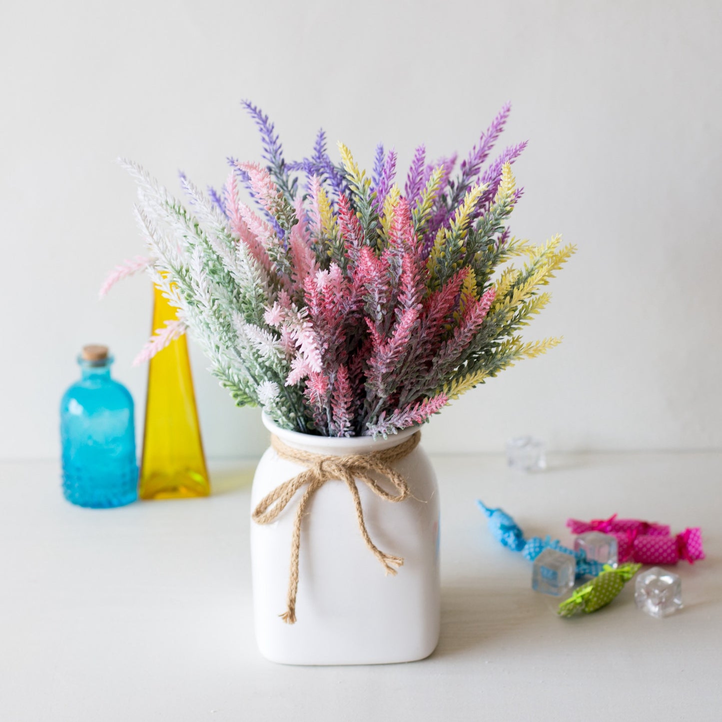 1 Bundle Romantic Provence Lavender Wedding Decorative Flower Vase for Home Decor Artificial Flowers Grain Christmas Fake Plant