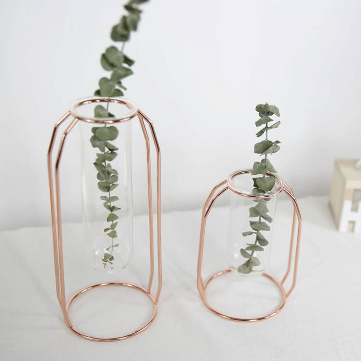 Nordic Golden Glass Vase Iron Hydroponic Plant Flower Vase Tabletop Coffee Shop Office Home Decoration Accessories Modern