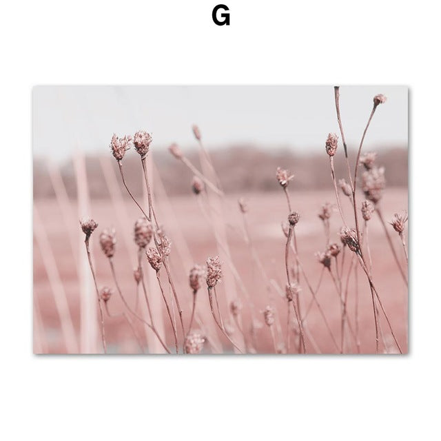 Pink Reed Grass Flower Plant Wall Art - Little Eudora