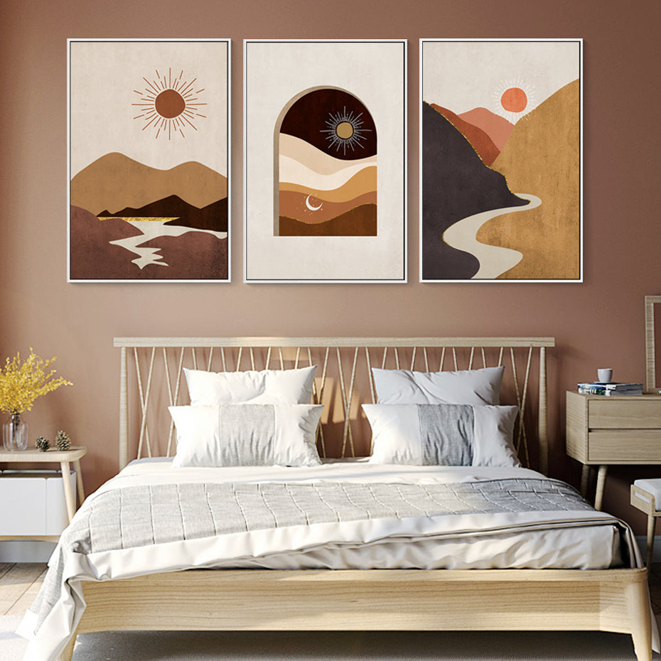 Trendy Boho Nature Mountain Scene Wall Art - Little Eudora