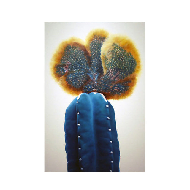 Nordic Red Blue Cactus Wall Art - Little Eudora