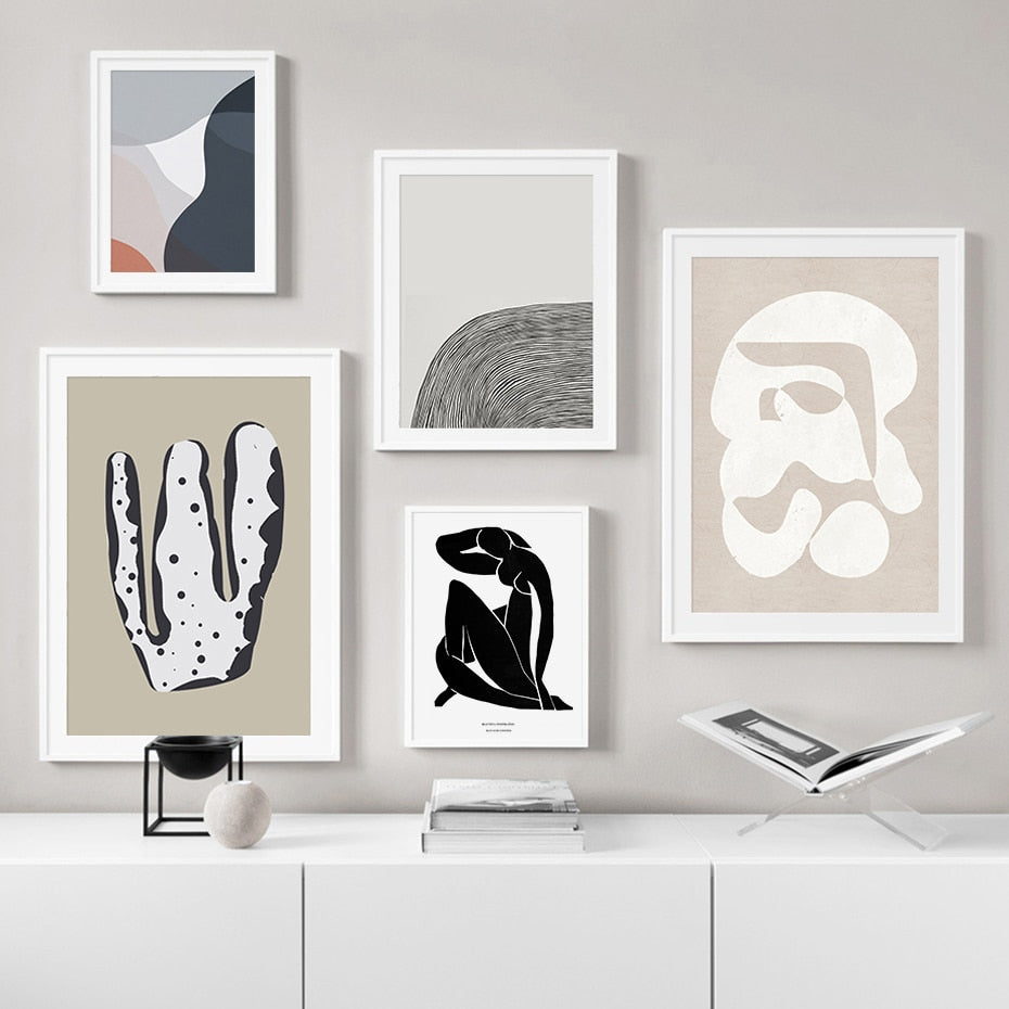 Beige Trendy Colors Minimalist Line Wall Art - Little Eudora