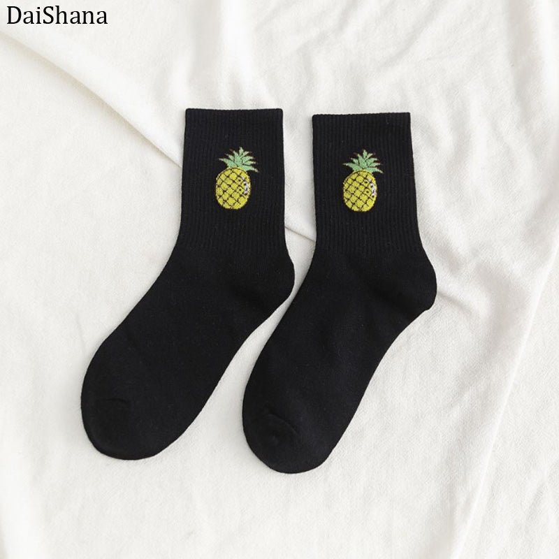 Cartoon Fruit Embroidered Socks - 1 Pair - Little Eudora