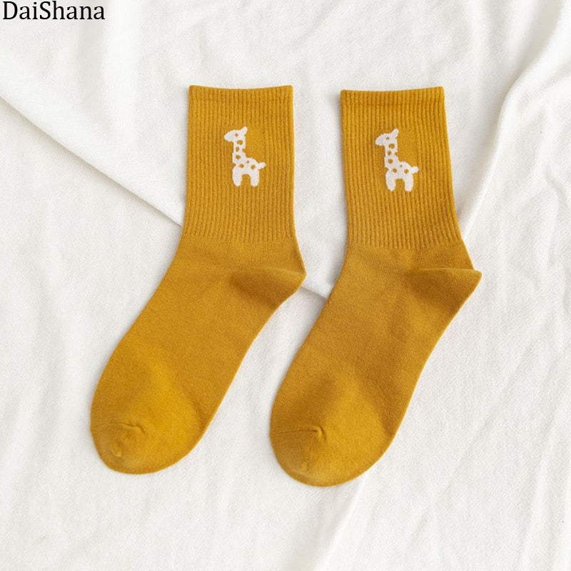 Cartoon Fruit Embroidered Socks - 1 Pair - Little Eudora