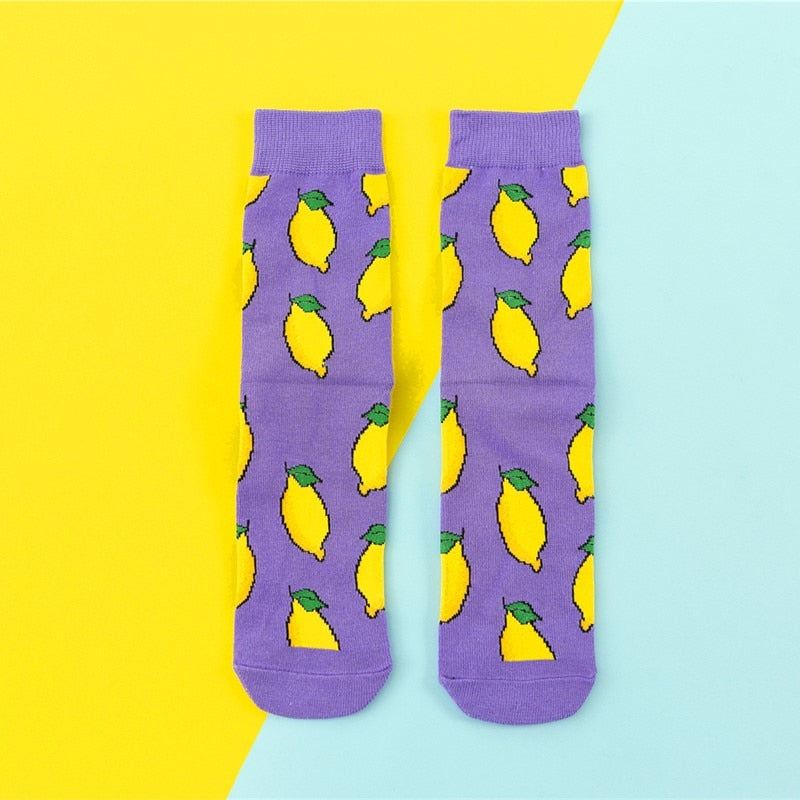 Cartoon Fruit Banana Avocado Lemon Egg Cookie Socks - Little Eudora