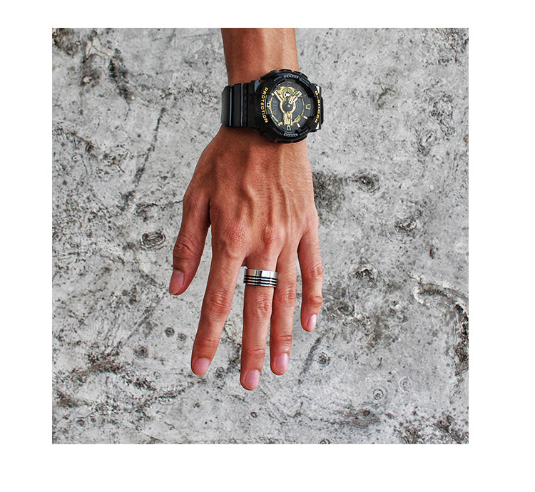 Stainless Steel Viking triangle love Ring vintage Hammer retro punk jewelry finger man engagement ring Boyfriend Gift OSR067