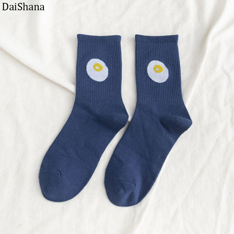 Cartoon Fruit Embroidered Socks - 1 Pair - Little Eudora