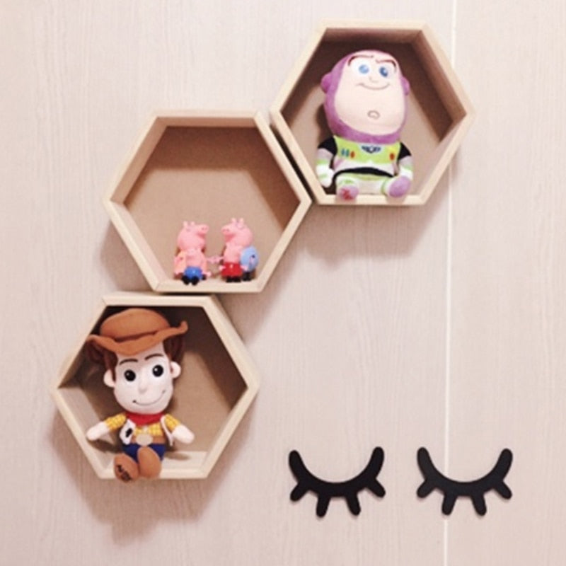 1 Big+1 Small Hexagon Wooden Shelves - Little Eudora