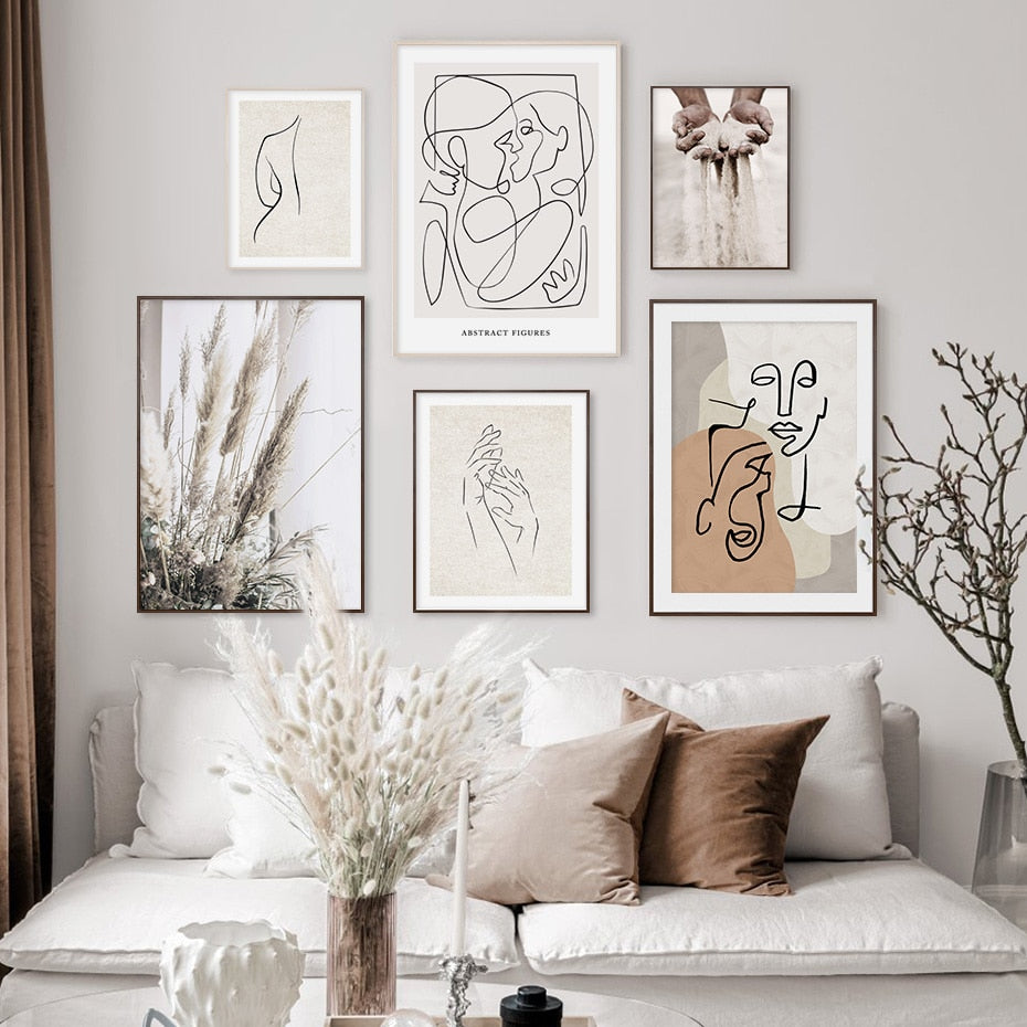 Trendy Beige Boho Style Sketch Figure - Little Eudora