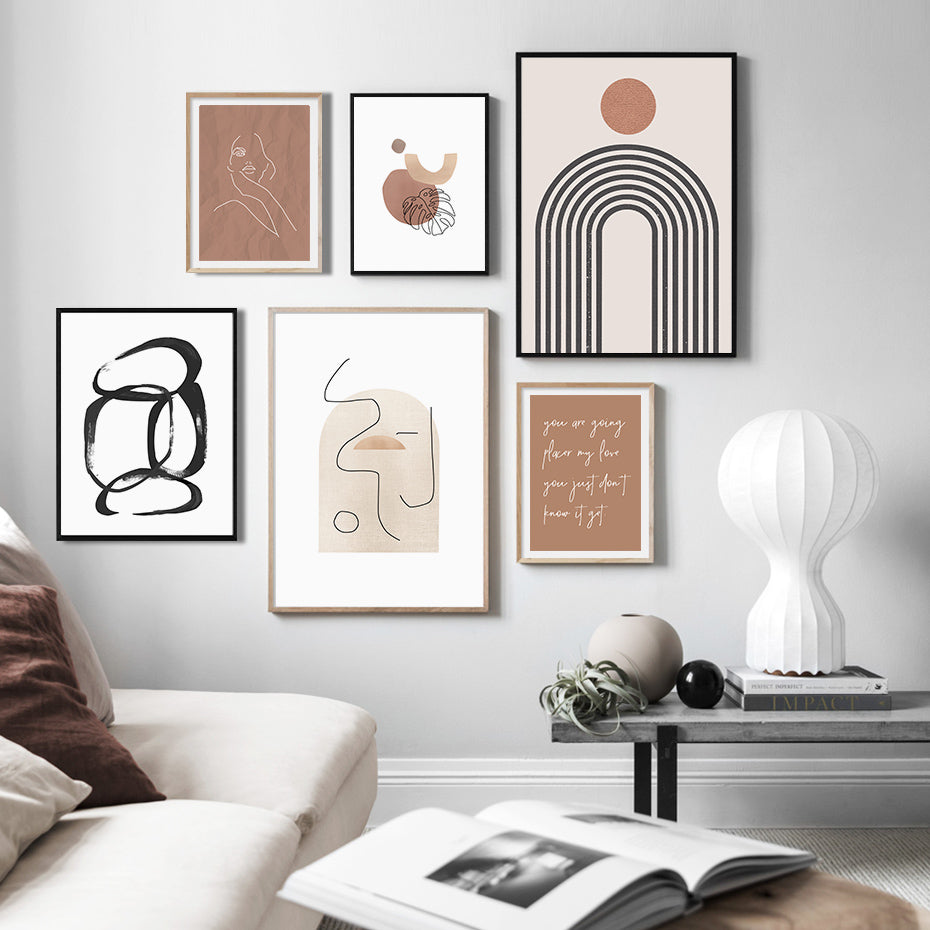 Abstract Boho Style Nature Beige Color Wall Art Canvas Painting Poster Print Pictures for Living Room Home Interior Decoration - Little Eudora