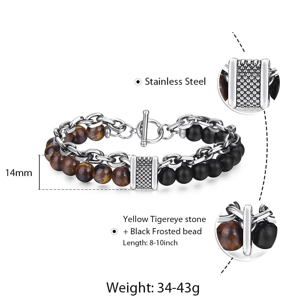 Trendsmax Natural Map Stone Men's Beaded Bracelet