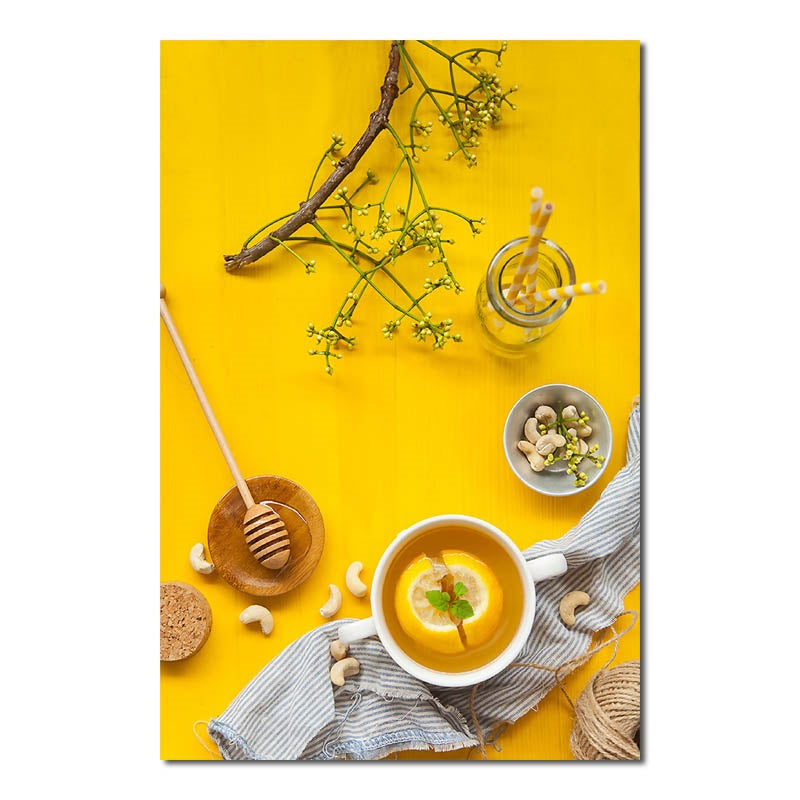 Yellow Theme Modern Nutrition Breakfast Wall Art - Little Eudora