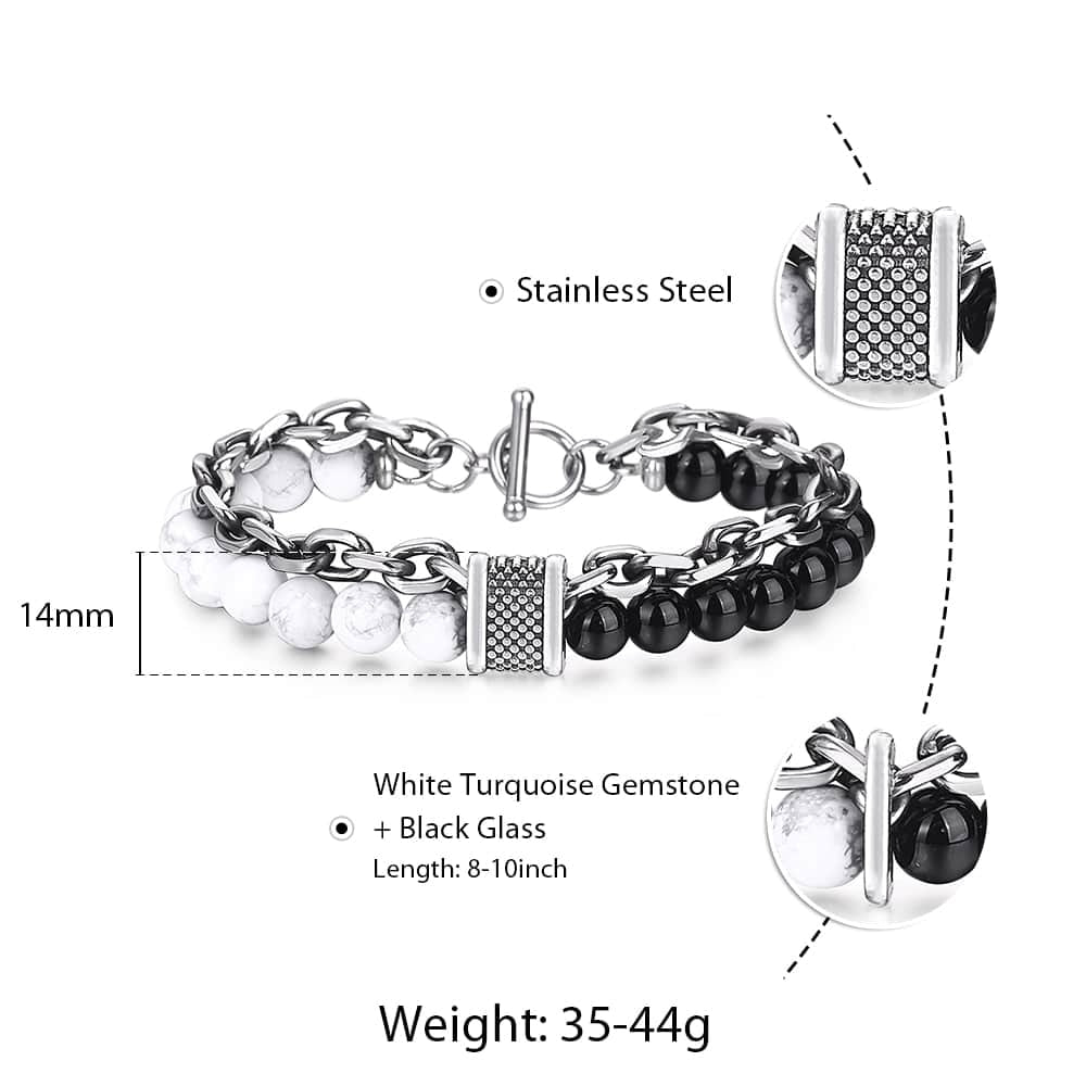 Trendsmax Natural Map Stone Men's Beaded Bracelet