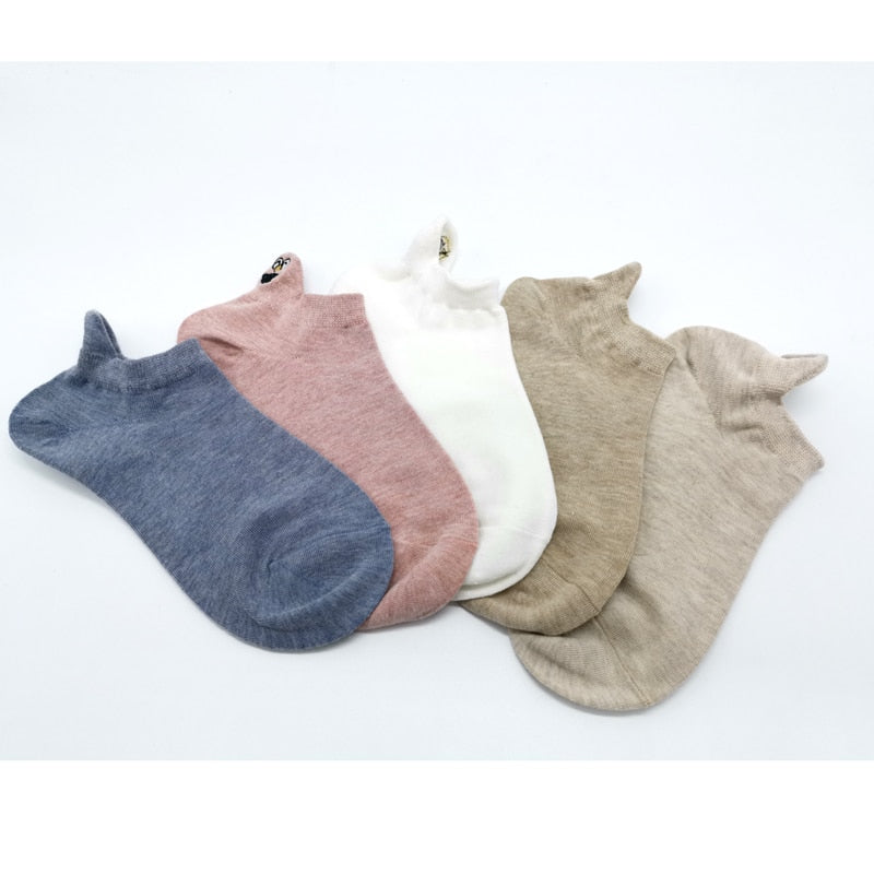 Embroidered Expression Women Socks - 5 Pairs - Little Eudora