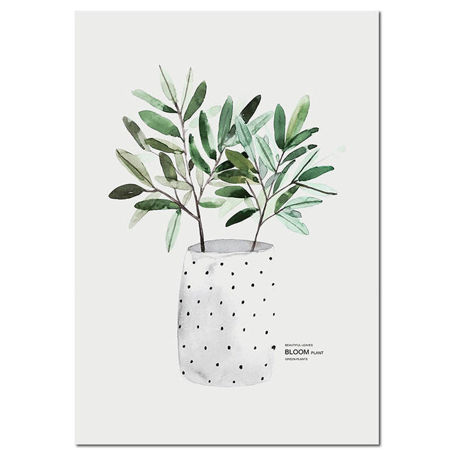 Nordic Art Poster Green Plant Canvas - Little Eudora