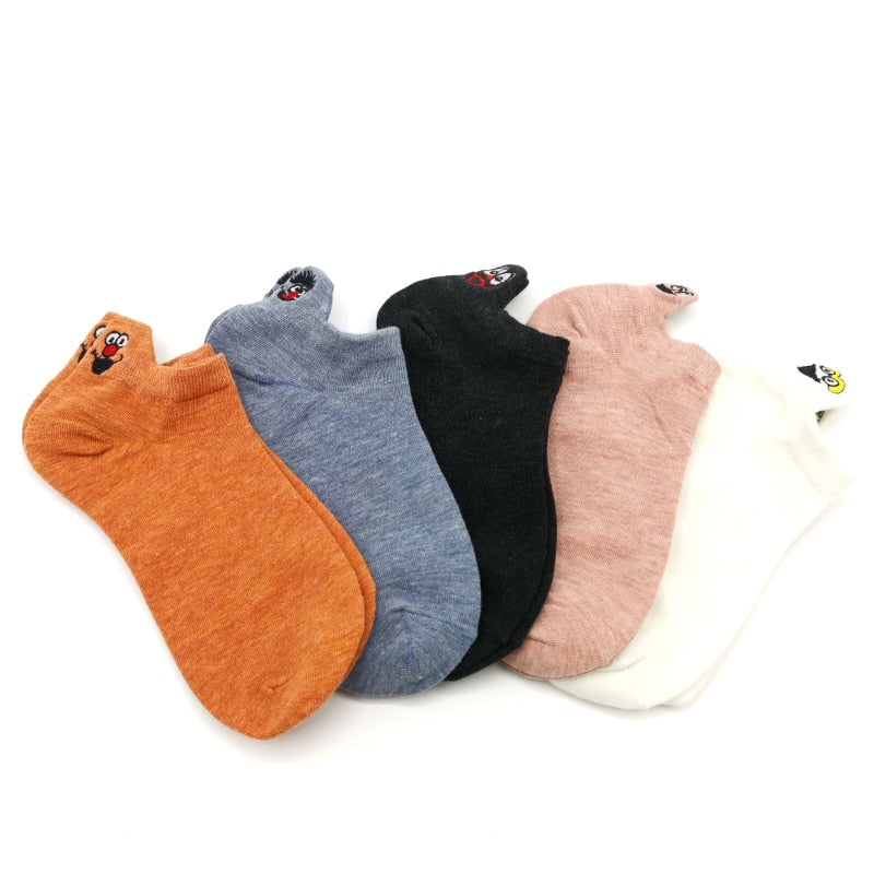 Embroidered Expression Women Socks - 5 Pairs - Little Eudora