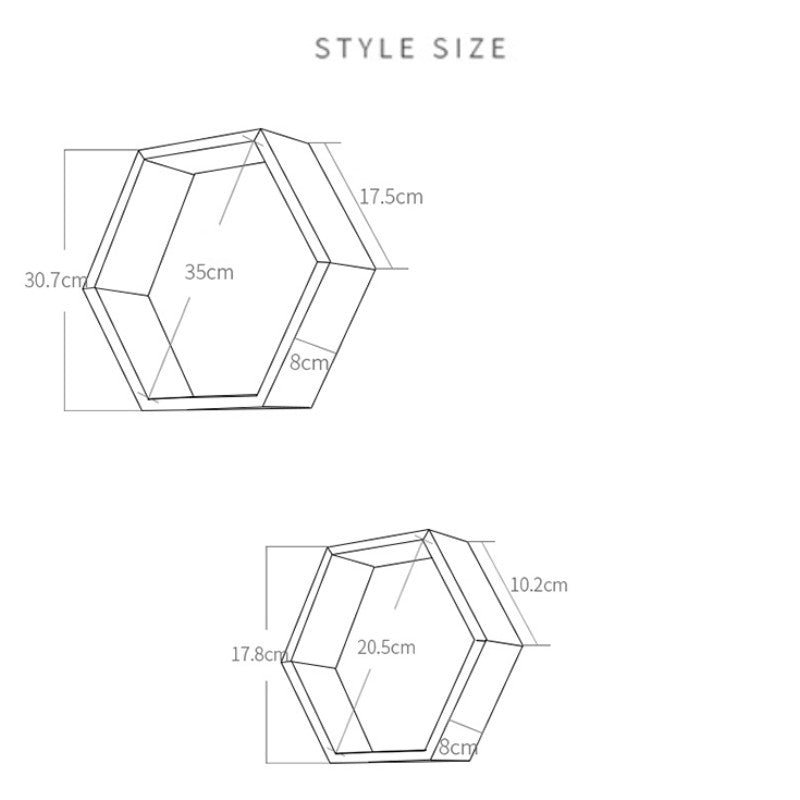 1 Big+1 Small Hexagon Wooden Shelves - Little Eudora