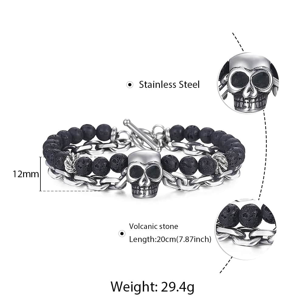 Trendsmax Natural Map Stone Men's Beaded Bracelet