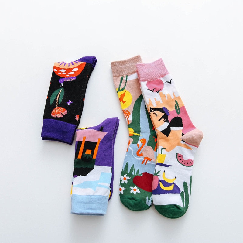 Colorful Print Socks -1 Pair - Little Eudora