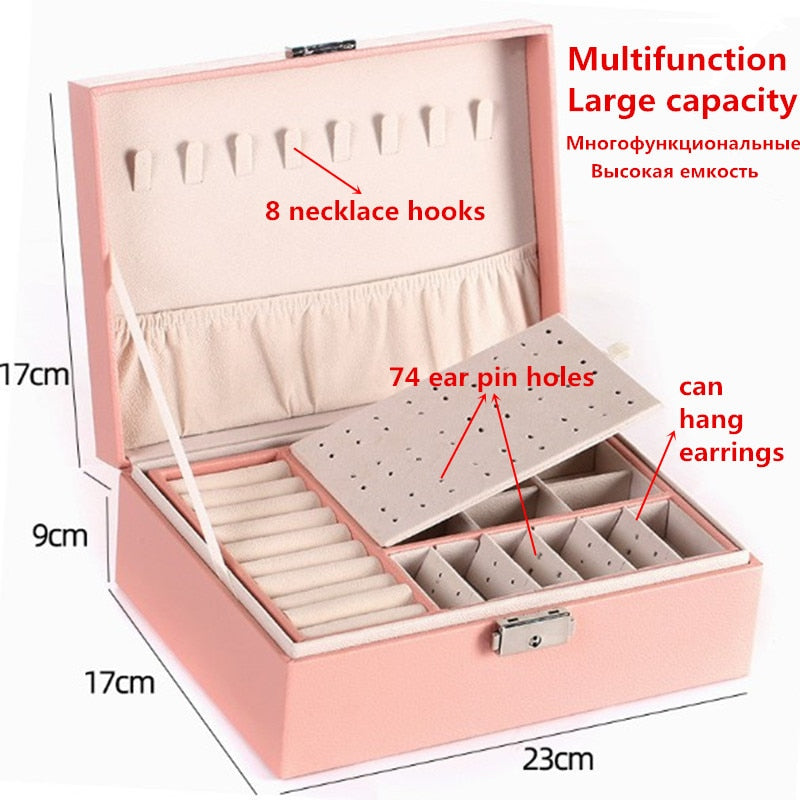High Capacity Leather Jewelry Box