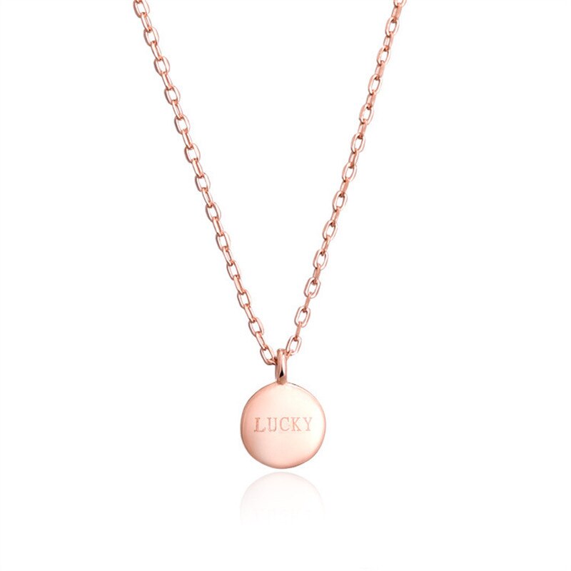 OBEAR Silver Plated Golden Silver Lucky Pendant Necklace Simple Wild Charm Collar for Women Party Jewelry Gifts