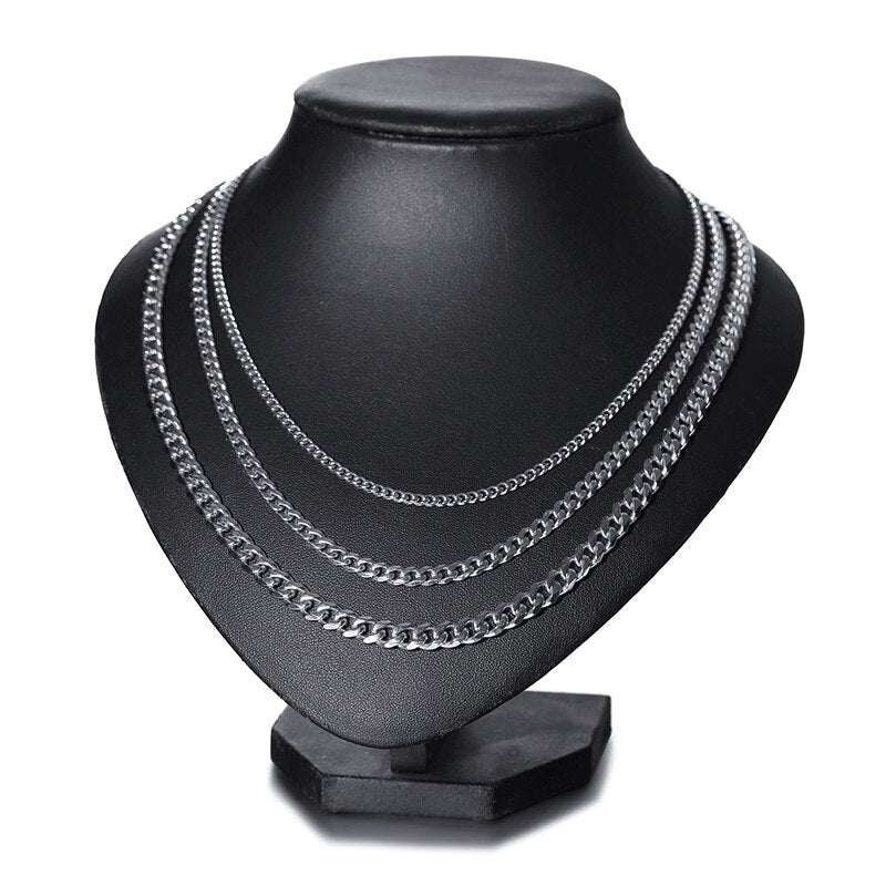 CUBAN LINK 3 TO 7 MM STAINLESS STEEL NECKLACE FOR MEN CHOKER JEWELRY