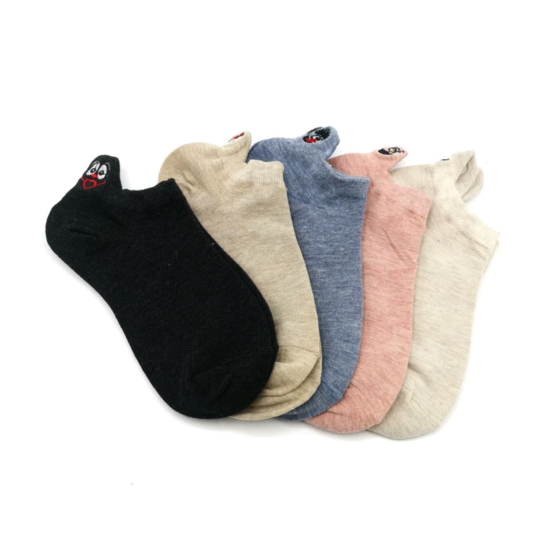 Embroidered Expression Women Socks - 5 Pairs - Little Eudora