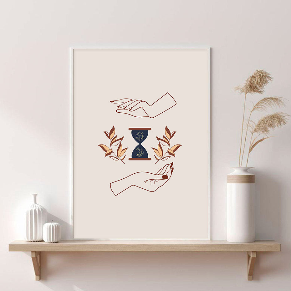Abstract Mystic Hand Sun Moon Wall Art - Little Eudora