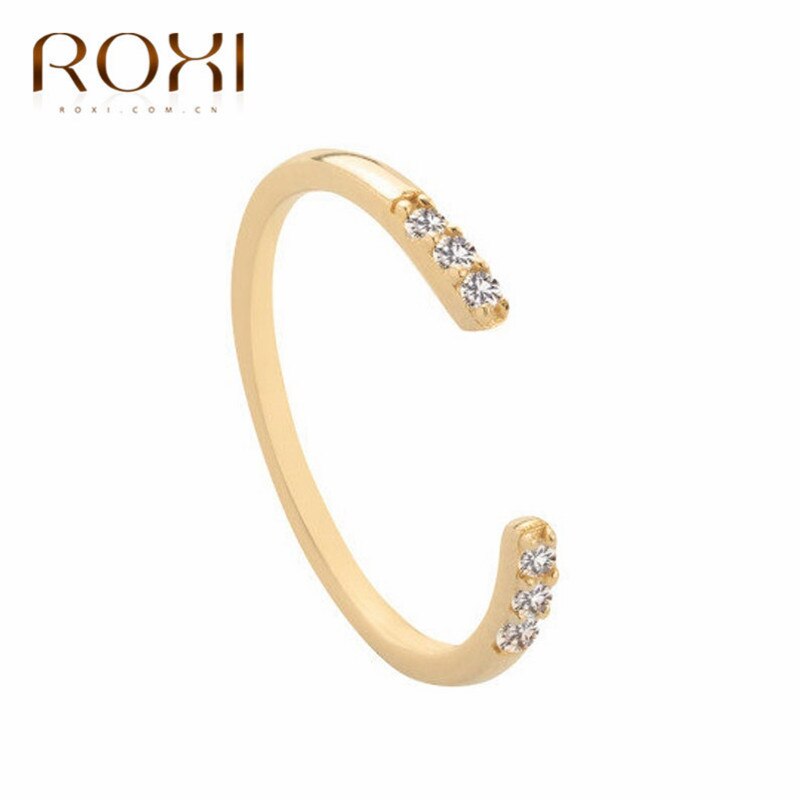 ROXI 925 Sterling Silver Rings for Women Adjustable Size Rings Wedding Jewelry Gold Silver Color Zirconia Crystal Finger Rings