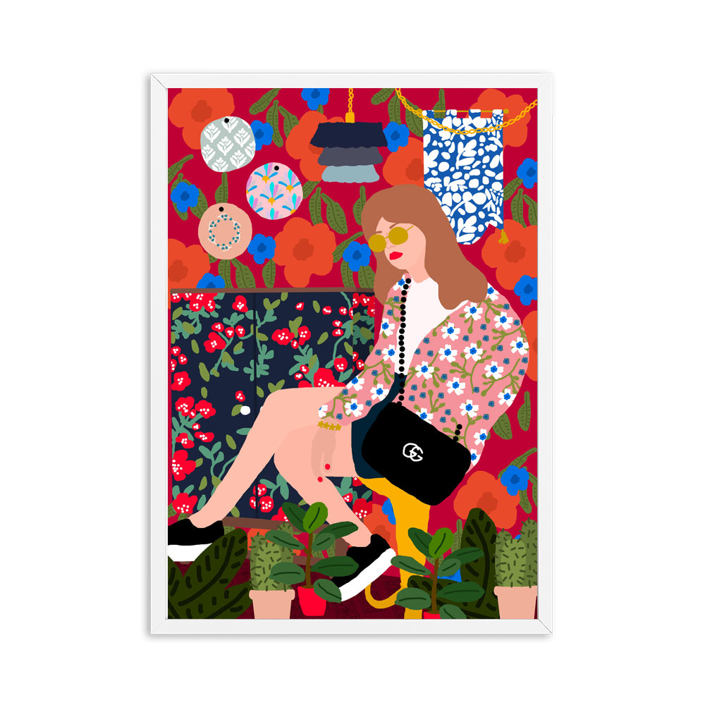 Abstract Girl Hair Flower Fashion Wall Art - Little Eudora