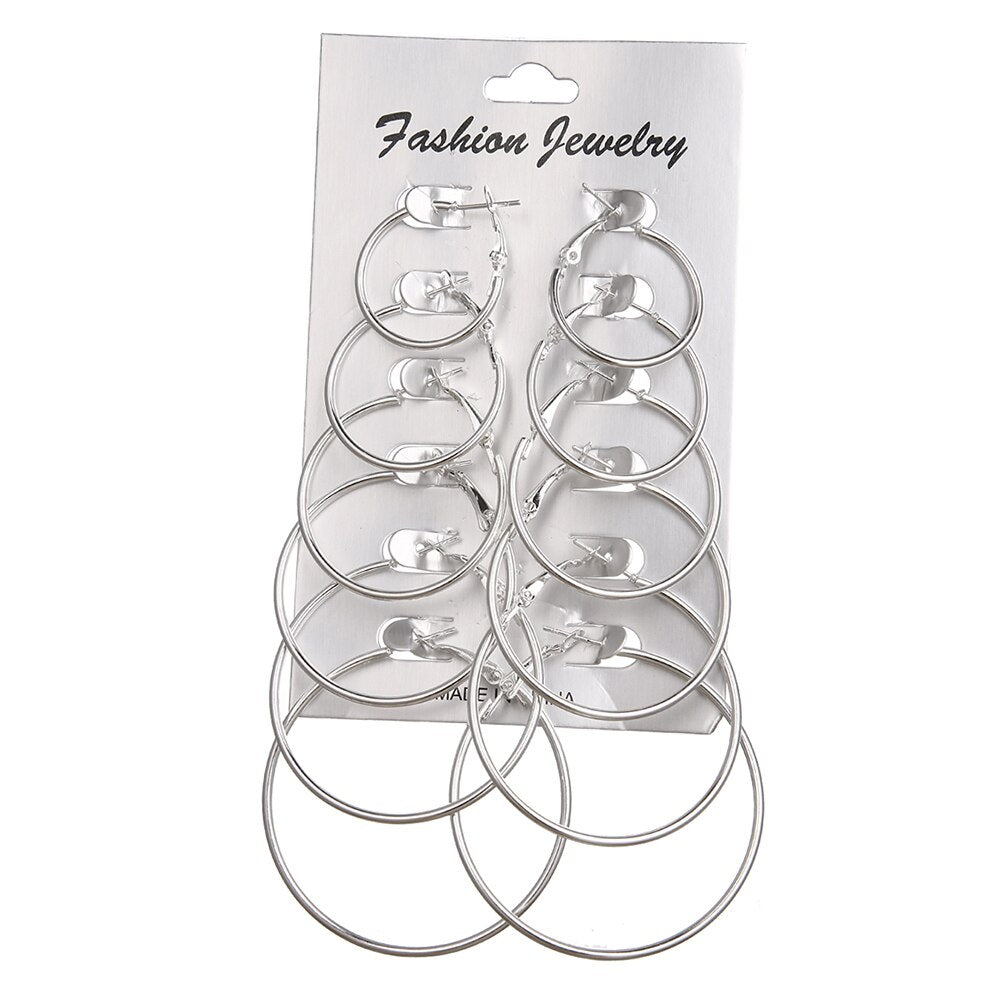 EN Pearl Hoop Earrings For Women Clip On Ear Rings Geometric Pendientes Round Circle Earring Set Brincos Korean Fashion Jewelry