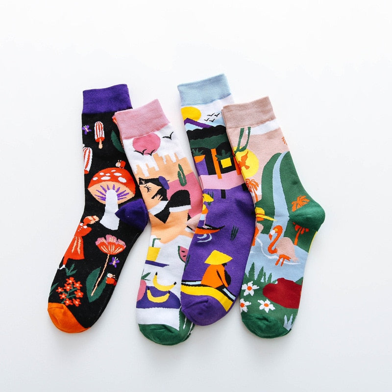 Colorful Print Socks -1 Pair - Little Eudora